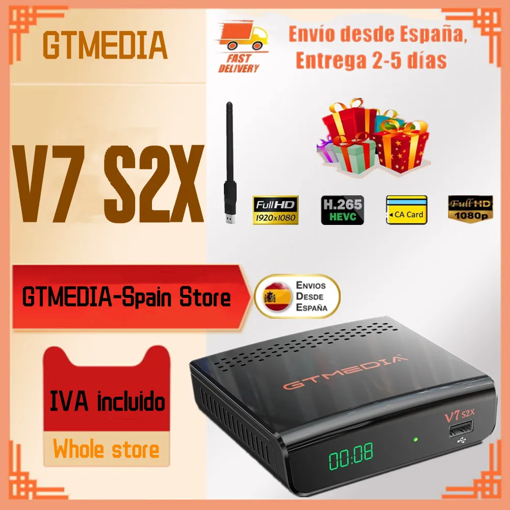 

Hot sell satellite tv receiver GTMEDIA V7S2X 1080P HD supports CS and IKS YouTude DVB-S/S2/S2X decoder Internet USB Wifi TV box