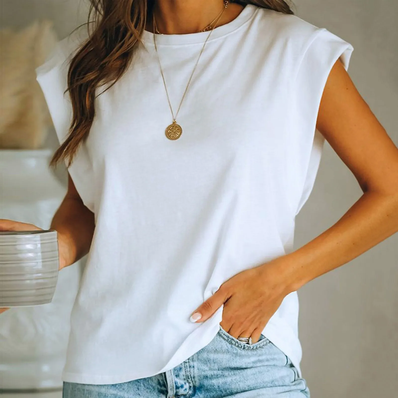 Fashion Solid Blouse Shirt Casual Loose O-Neck Tops Casual Summer Ladies Female Women Sleeveless Blusas Pullover
Fashion Solid Blouse Shirt Casual Loose O-Neck Tops Casual Summer Ladies Female Women Sleeveless Blusas Pullover
