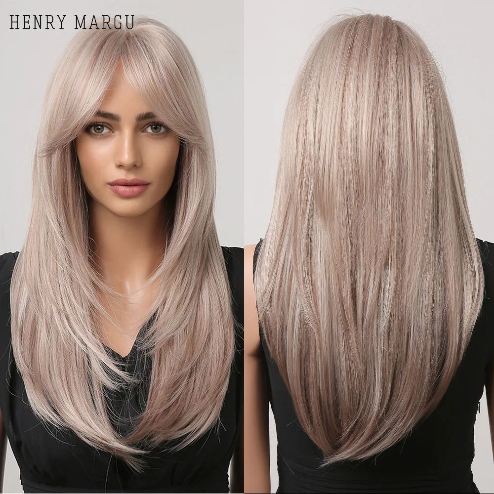 HENRY MARGU Blonde Layered Straight Synthetic Wigs Long Wigs with Bang for Women Natural Rose Golden Fake Hair Heat Resistant
HENRY MARGU Blonde Layered Straight Synthetic Wigs Long Wigs with Bang for Women Natural Rose Golden Fake Hair Heat Resistant