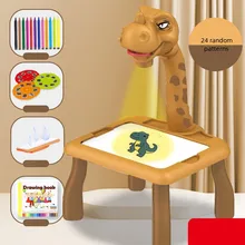 Children Smart Projector Desk With Light Brush Learning Painting Machine Children Early Educational Toys Kids Drawing Toys