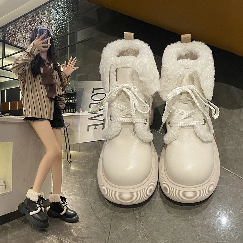 Women winter snow boots plush thick soles non slip cotton shoes outdoor leisure warm women's shoes cross binding sweet cool wind
Women winter snow boots plush thick soles non slip cotton shoes outdoor leisure warm women's shoes cross binding sweet cool wind