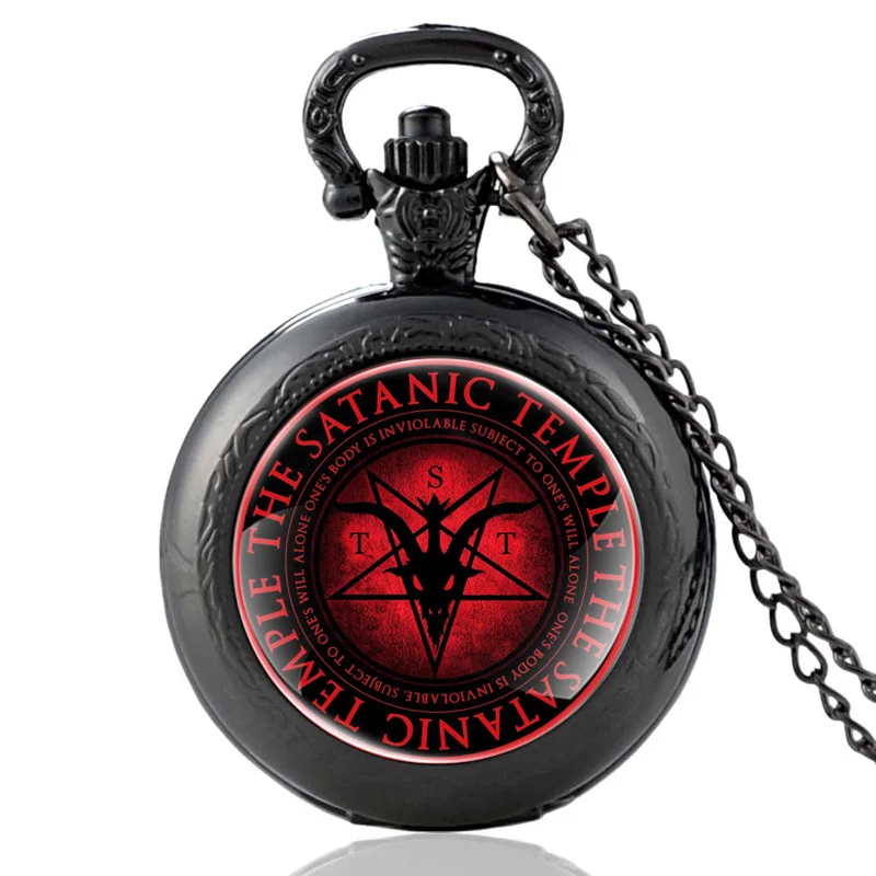 Black Fashion The Satanic Temple Glass Cabochon Quartz Pocket Watch Vintage Men Women Pendant Necklace Watches Gifts
Black Fashion The Satanic Temple Glass Cabochon Quartz Pocket Watch Vintage Men Women Pendant Necklace Watches Gifts