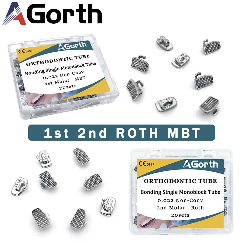 

20set/Box Dental Orthodontic Buccal Tube 1st 2nd Molar Bondable Monoblock Non-Convertible Roth MBT 0.022 Dentistry