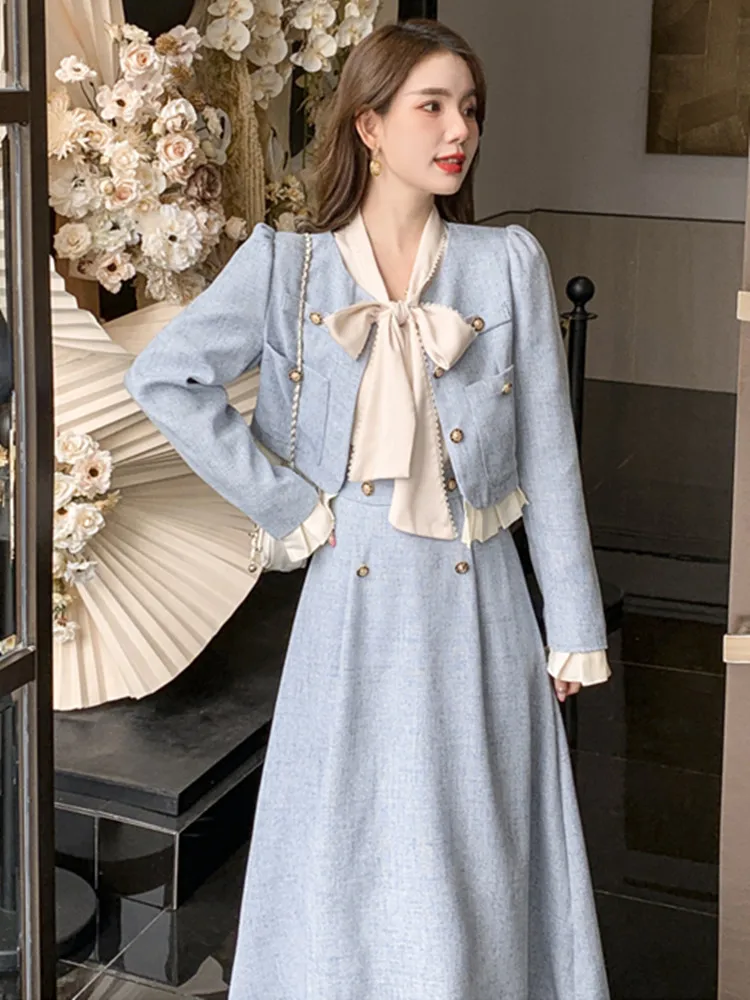 Elegant Blue Two Piece Set Women Short Jacket Coat +A-line Long Skirt conjuntos cortos para mujeres 2 piece sets women outfits
Elegant Blue Two Piece Set Women Short Jacket Coat +A-line Long Skirt conjuntos cortos para mujeres 2 piece sets women outfits