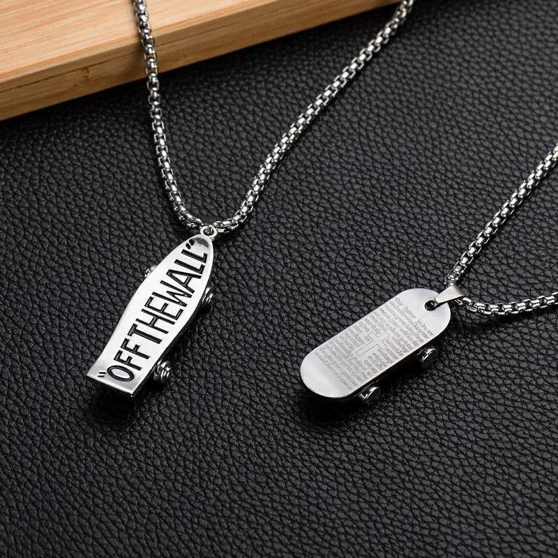 Hip Hop Titanium Steel Necklace Punk Personality Skateboard Pendant Chain Jewelry Men Fashion Sports Accessories Wholesale
Hip Hop Titanium Steel Necklace Punk Personality Skateboard Pendant Chain Jewelry Men Fashion Sports Accessories Wholesale