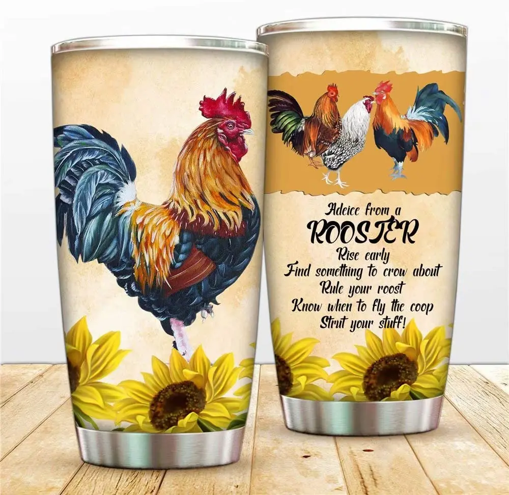 20oz Stainless Steel Rooster Tumbler Cup,Farm Country Chicken Travel Mug, Sunflower Rooster Rise Coffee Cup With Lids Straw,Insu
20oz Stainless Steel Rooster Tumbler Cup,Farm Country Chicken Travel Mug, Sunflower Rooster Rise Coffee Cup With Lids Straw,Insu