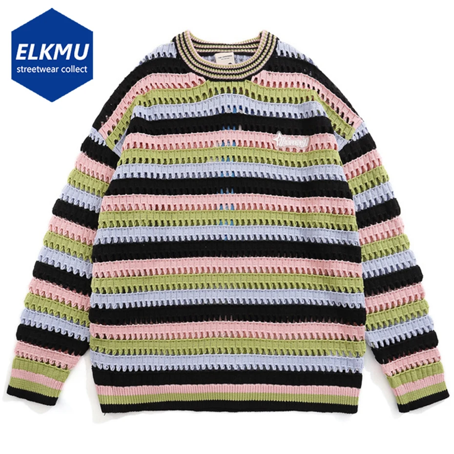 2023 Unisex Streetwear Retro Striped Sweater Hollow Out Knitted Sweater Hip Hop Ripped Pullover Men Harajuku Sweater Soft Y2K
2023 Unisex Streetwear Retro Striped Sweater Hollow Out Knitted Sweater Hip Hop Ripped Pullover Men Harajuku Sweater Soft Y2K