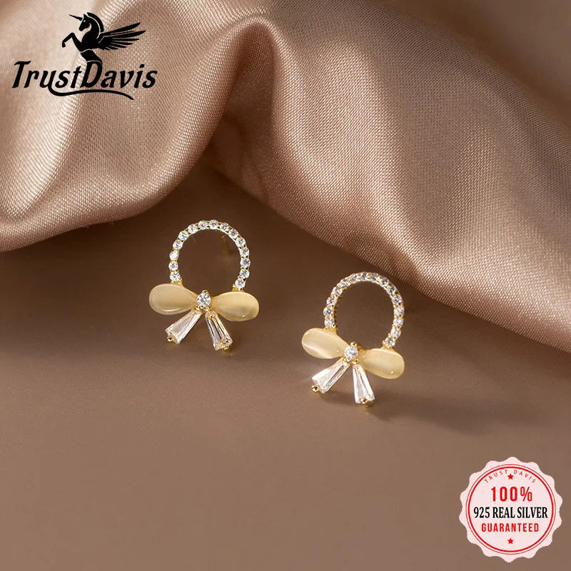 Trustdavis Real 925 Sterling Silver Elegant Sweet Bowknot Stud Earrings For Daughter Girls Birthday Present 925 Jewelry DA3194
Trustdavis Real 925 Sterling Silver Elegant Sweet Bowknot Stud Earrings For Daughter Girls Birthday Present 925 Jewelry DA3194