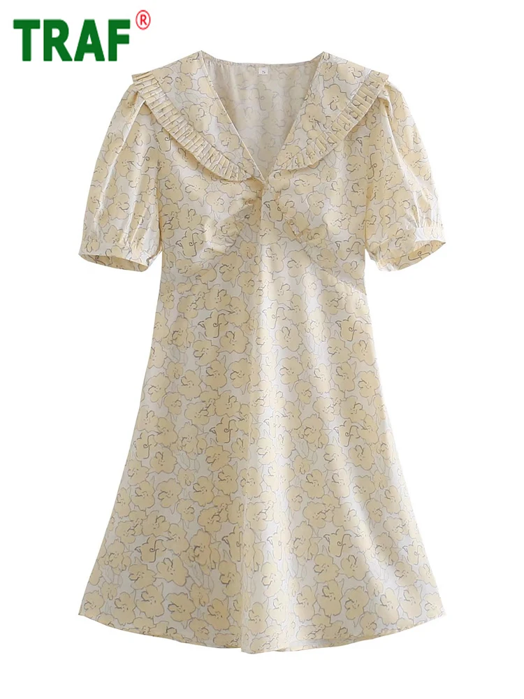 TRAF 2022 Print Short Dress Women Chic Pleated Dress Woman Summer Casual Dresses for Women Short Sleeve Fairy Mini Female Dress
TRAF 2022 Print Short Dress Women Chic Pleated Dress Woman Summer Casual Dresses for Women Short Sleeve Fairy Mini Female Dress