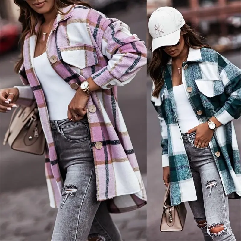 Women's Checkered Casual Cardigan Shirt Jacket 2022 Spring Autumn New Long Sleeve Button Design Turn-down Collar Coat
Women's Checkered Casual Cardigan Shirt Jacket 2022 Spring Autumn New Long Sleeve Button Design Turn-down Collar Coat