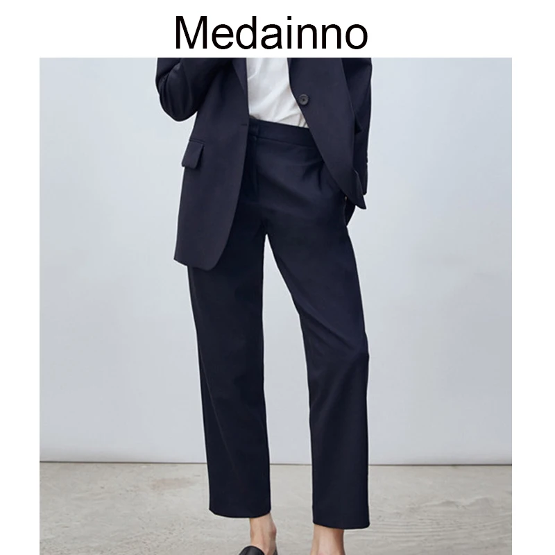 

Medainno 2022 Autumn Fashion Women New Set High Waist Suit Pants Slim Commute Style Solid Color Casual Simple Bottoms Female