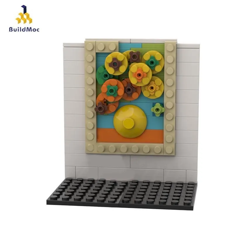 

Buildmoc Pixel Art подсолнухи-Ван Гог креативные кирпичи идеи для настенного искусства Знаменитый портрет строительные блоки Обучающие игрушки дл...