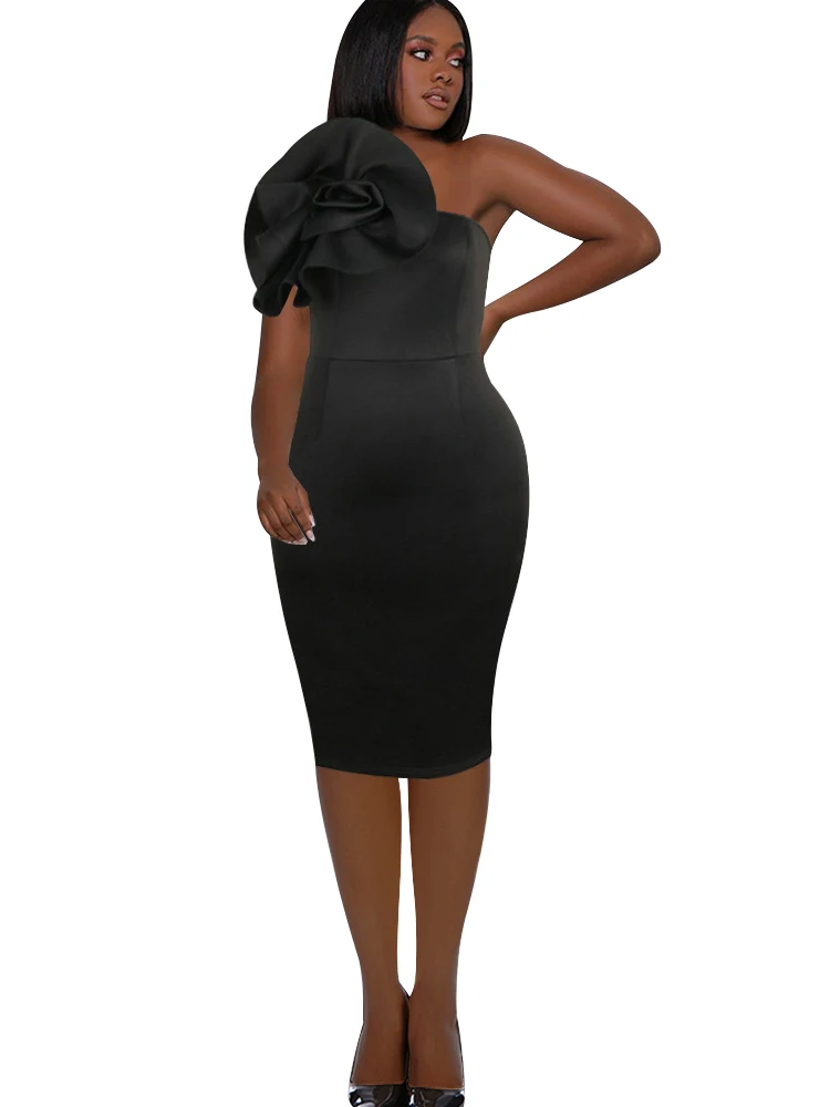 African Pencil Dress Women With Appliques One Shoulder Ropa Mujer Summer New Solid Sexy Elegant Chic African Party Dress Vestido 
African Pencil Dress Women With Appliques One Shoulder Ropa Mujer Summer New Solid Sexy Elegant Chic African Party Dress Vestido