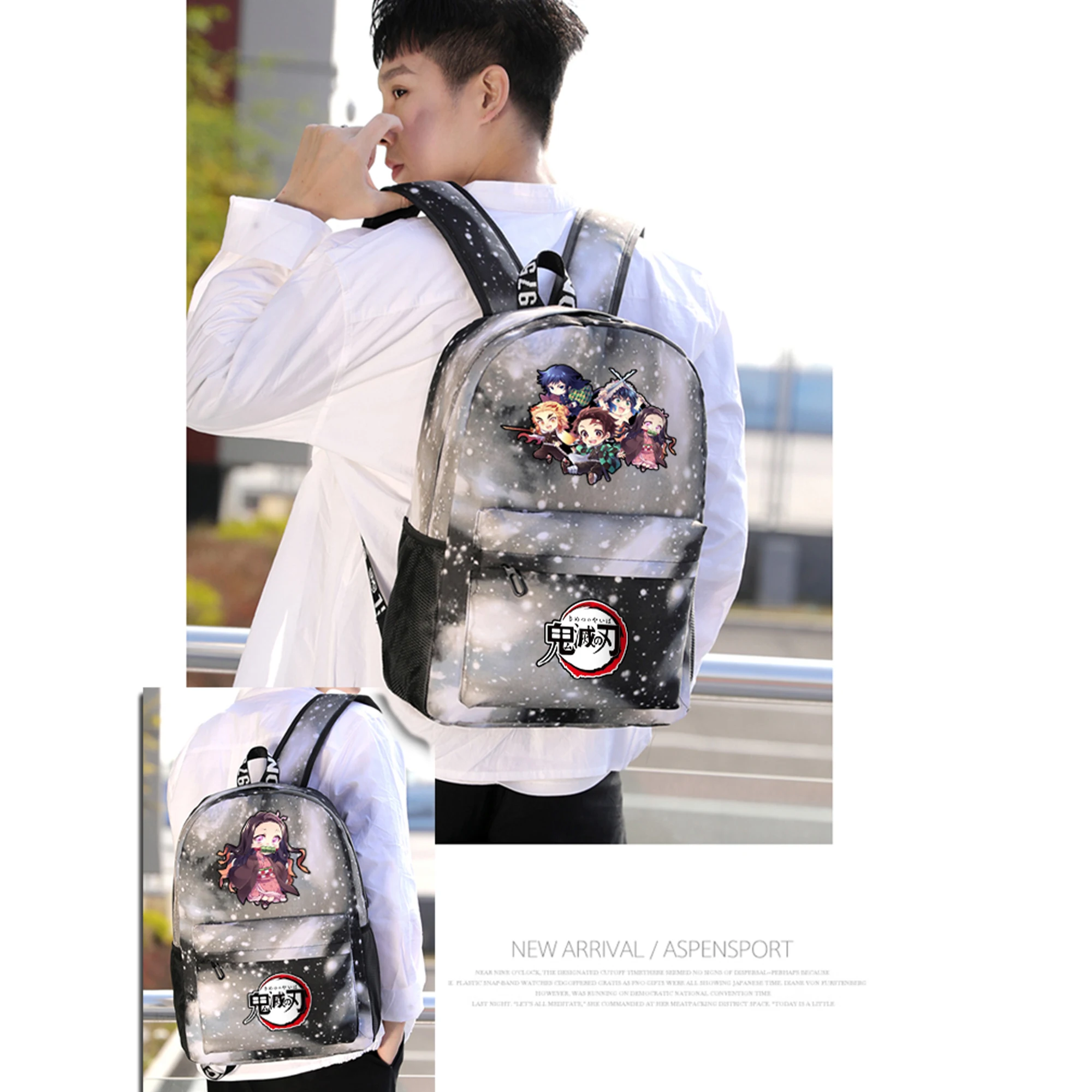 

In Stock Kamado Nezuko Demon Slayer Anime Cosplay Unisex Students School Bag Backpack Cartoon Bookbag Laptop Travel Rucksack