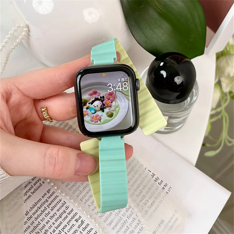Силиконовый тонкий магнитный ремешок Macaron для Apple Watch Band 41 мм 45 мм 44 40 38 42 мм, ремешок для браслета iWatch seвозы 7 5 4 SE 6 3
Силиконовый тонкий магнитный ремешок Macaron для Apple Watch Band 41 мм 45 мм 44 40 38 42 мм, ремешок для браслета iWatch seвозы 7 5 4 SE 6 3