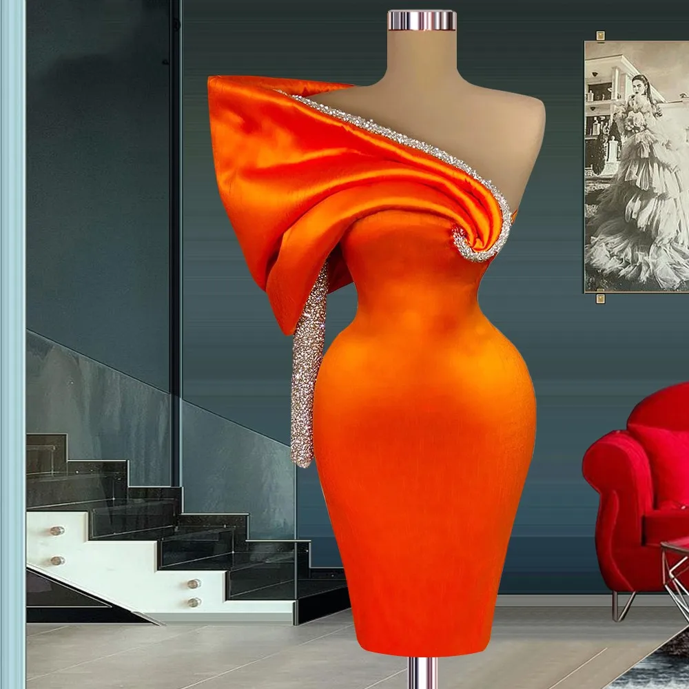 Orange Cocktail Dresses Sheath One-shoulder Short Mini Beaded Party Homecoming Dresses Haute Couture
Orange Cocktail Dresses Sheath One-shoulder Short Mini Beaded Party Homecoming Dresses Haute Couture