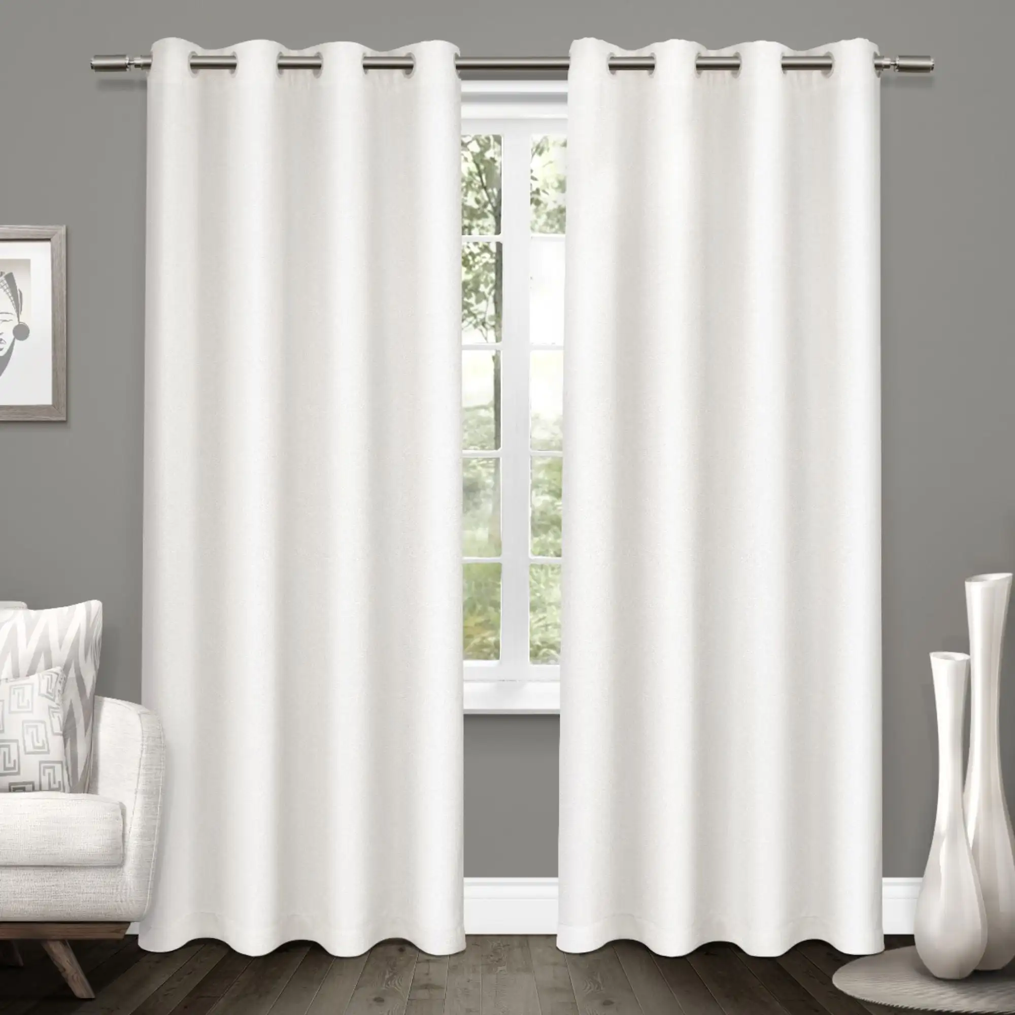 Curtains Tweed Textured Linen Room Darkening Blackout Grommet Top Curtain Panel Pair, 52x96, Winter White
Curtains Tweed Textured Linen Room Darkening Blackout Grommet Top Curtain Panel Pair, 52x96, Winter White