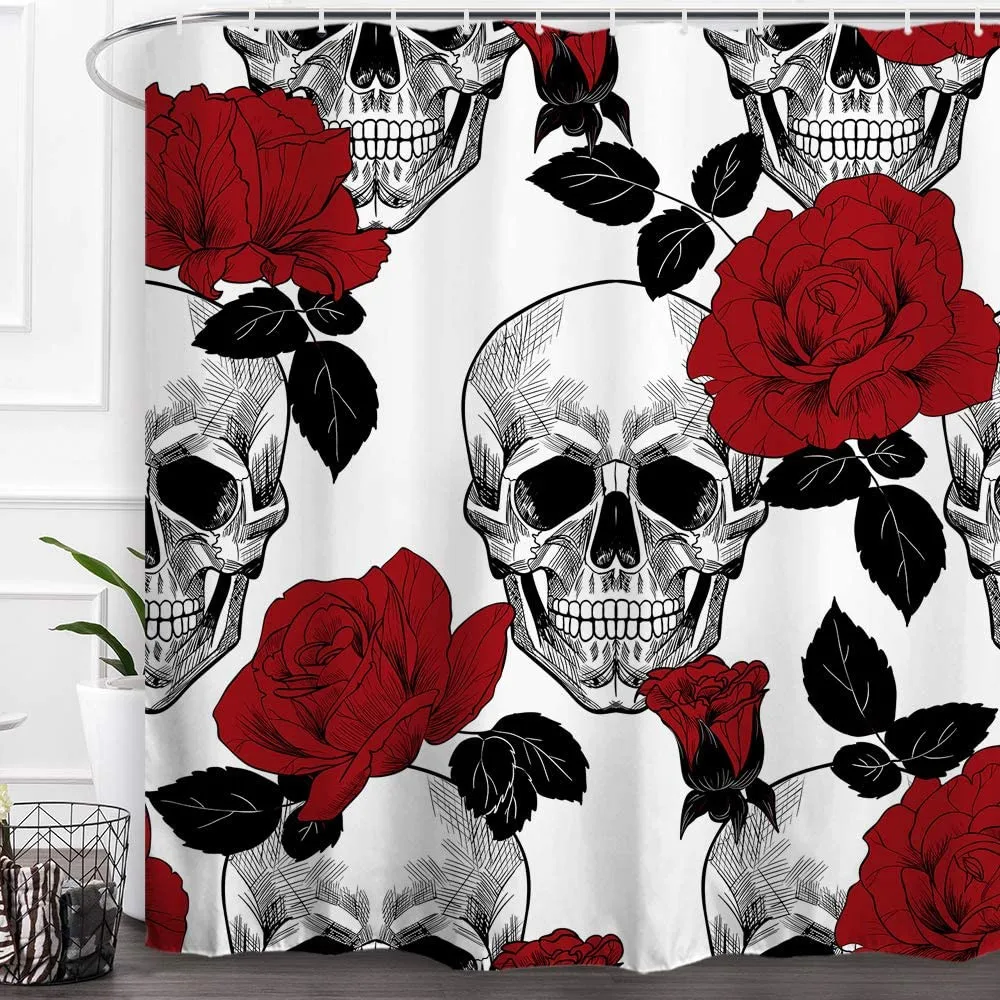 Skull Shower Curtain Floral Sugar Gothic Bathroom Curtains Rose Skeleton Shower Curtains Waterproof Fabric Bath Decor 12 Hooks
Skull Shower Curtain Floral Sugar Gothic Bathroom Curtains Rose Skeleton Shower Curtains Waterproof Fabric Bath Decor 12 Hooks