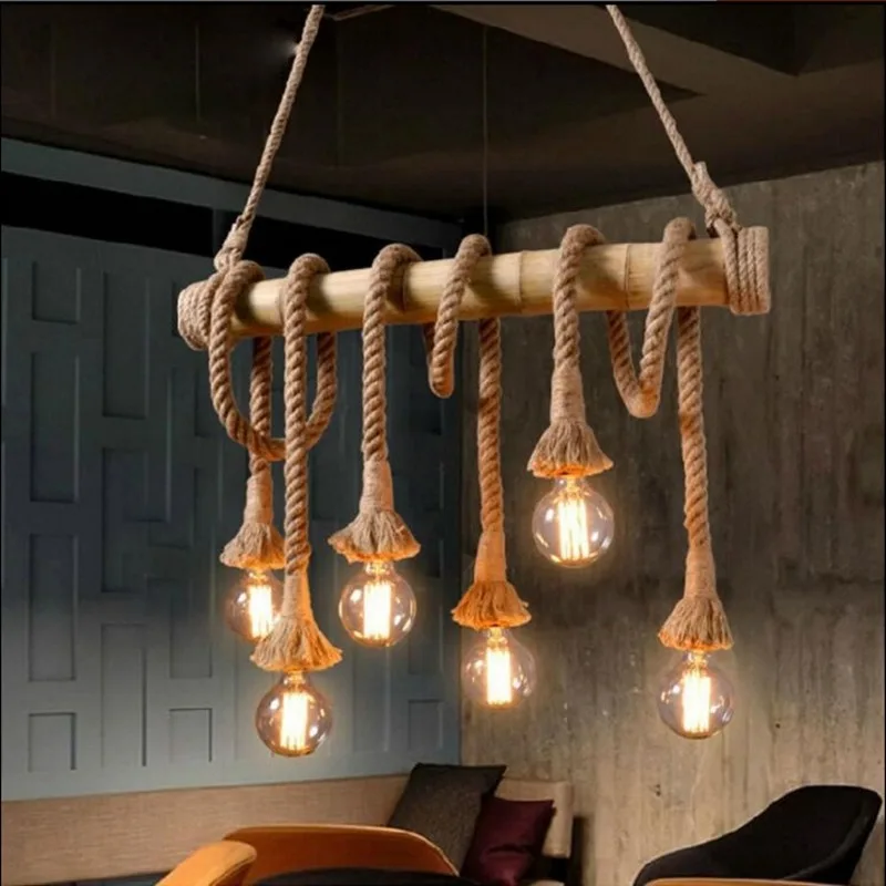 American pendant lamp Loft bamboo tube hemp rope lamp restaurant living room clothing store cafe bamboo lighting WJ10
American pendant lamp Loft bamboo tube hemp rope lamp restaurant living room clothing store cafe bamboo lighting WJ10