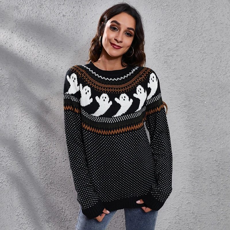 Women Halloween Knitted Sweater Oversized Pullovers Ladies Winter Loose Sweater Holiday Printed Women Jumper Sueter Mujer
Women Halloween Knitted Sweater Oversized Pullovers Ladies Winter Loose Sweater Holiday Printed Women Jumper Sueter Mujer
