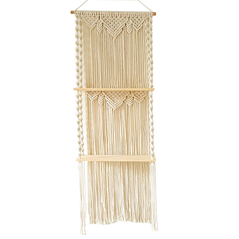 2 Tiers Bohemian Macrame Wall Hanging Shelves, Handmade Woven Boho Decorative Rustic Wood Wall Floating Plants Shelves Promotion
2 Tiers Bohemian Macrame Wall Hanging Shelves, Handmade Woven Boho Decorative Rustic Wood Wall Floating Plants Shelves Promotion