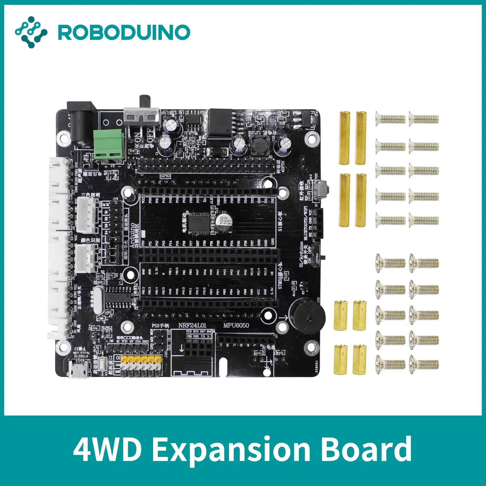 4WD Car Multi-purpose Robot Motor Drive Expansion Board With Ultrasonic Infrared Sensor Port Support RaspberryPi STM32MCU Coding
4WD Car Multi-purpose Robot Motor Drive Expansion Board With Ultrasonic Infrared Sensor Port Support RaspberryPi STM32MCU Coding