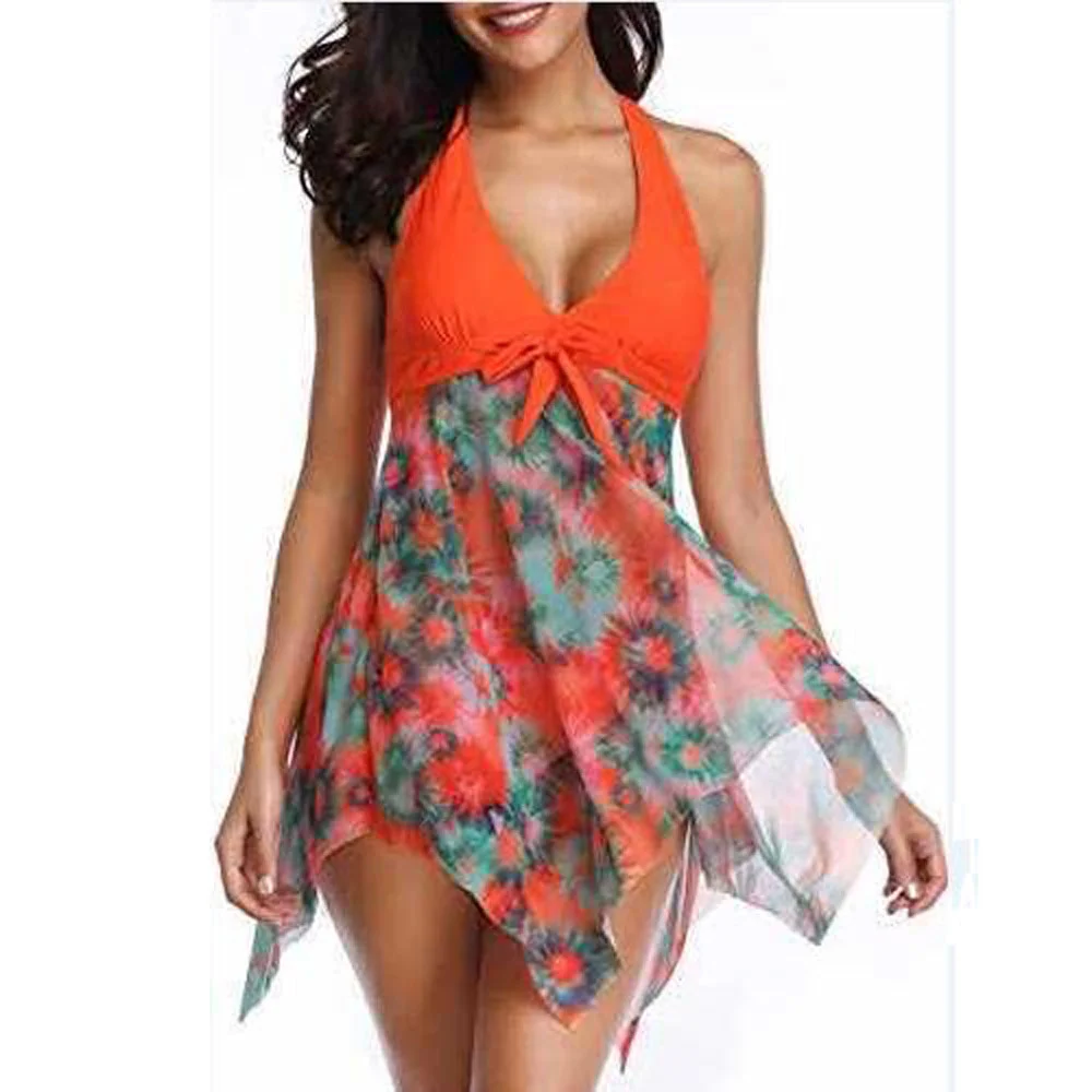 Plus Size Women V-Neck Swimsuit Women Summer Mesh Print Backless Two Pieces Halter Larger Beachwear Bathing Suit Skirt
Plus Size Women V-Neck Swimsuit Women Summer Mesh Print Backless Two Pieces Halter Larger Beachwear Bathing Suit Skirt