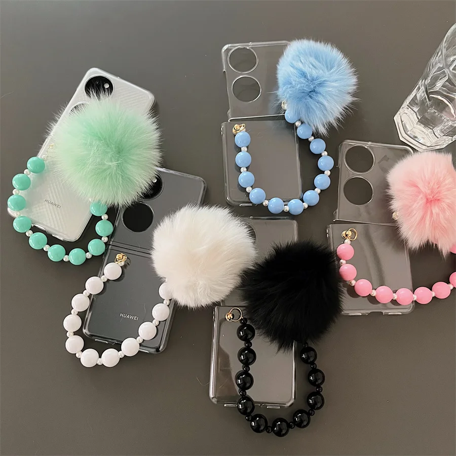 Fashion Fluffy Plush Ball Pendant Hand Chain Phone Case For Huawei P50 Pocket Beads Bracelet Folding Back Cover Coque
Fashion Fluffy Plush Ball Pendant Hand Chain Phone Case For Huawei P50 Pocket Beads Bracelet Folding Back Cover Coque