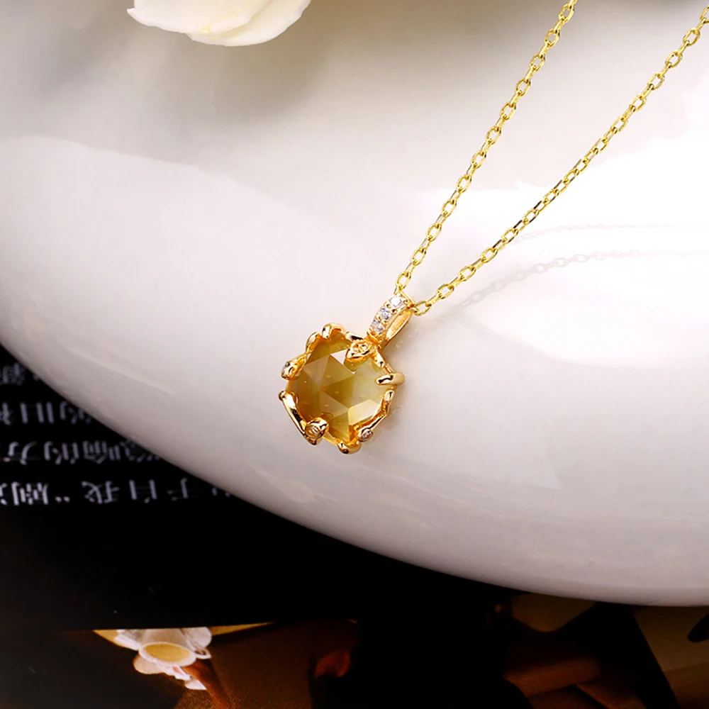 Yellow Genuine Natural Citrine 925 Sterling Silver Pendant Necklace Gemstone Necklaces For Women With Chain
Yellow Genuine Natural Citrine 925 Sterling Silver Pendant Necklace Gemstone Necklaces For Women With Chain