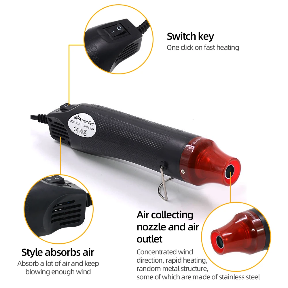 B50 300W Hot Air Heat Gun Electric Power Temperature Blower Mini Tool for DIY Shrink Tubing Soldering Wrap Plastic Rubber Stamp
B50 300W Hot Air Heat Gun Electric Power Temperature Blower Mini Tool for DIY Shrink Tubing Soldering Wrap Plastic Rubber Stamp