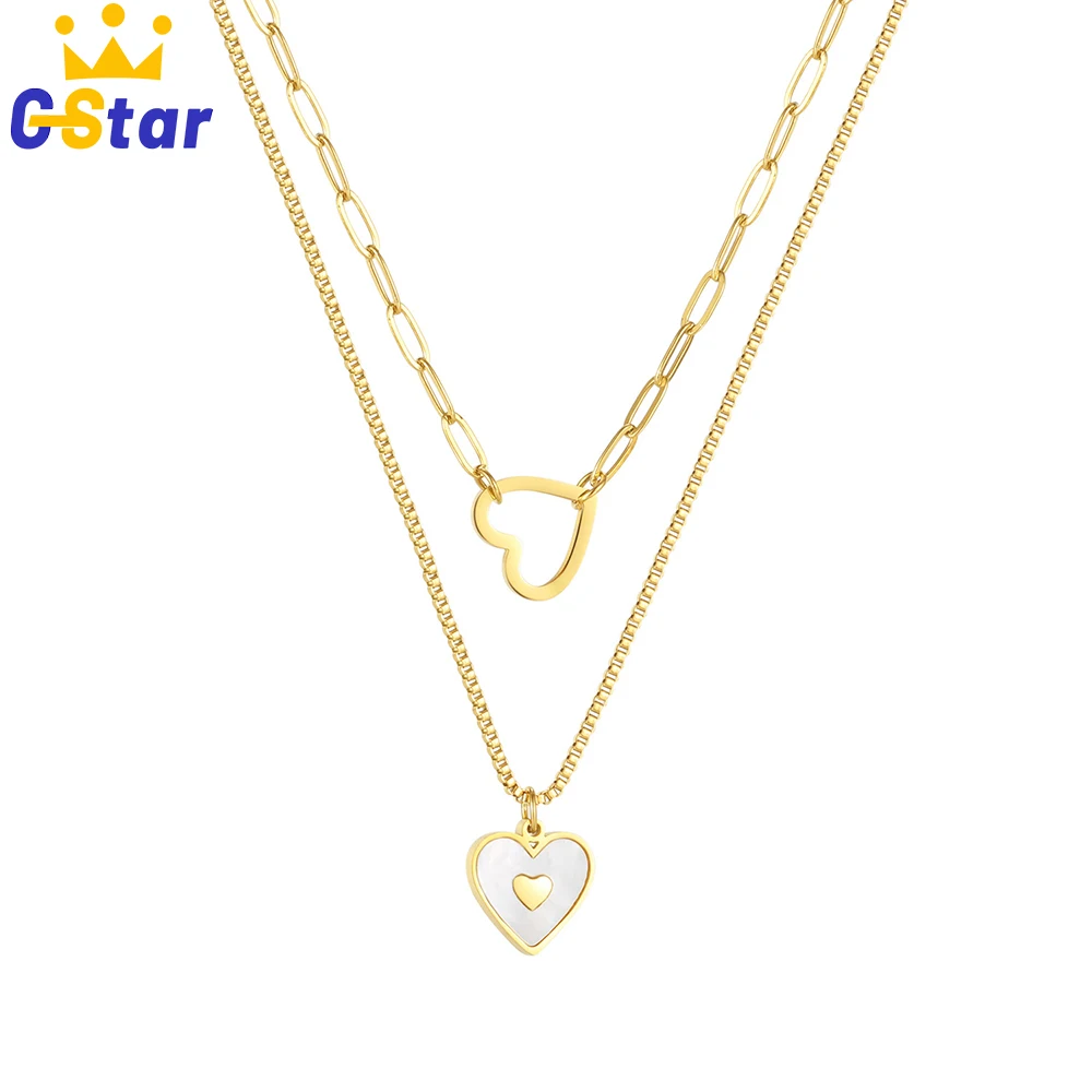 INS Hot Sale Double-chain Necklace For Women Love Heart Pendant Stainless Steel Gold Color Box Chain Necklace Korean Fashion
INS Hot Sale Double-chain Necklace For Women Love Heart Pendant Stainless Steel Gold Color Box Chain Necklace Korean Fashion