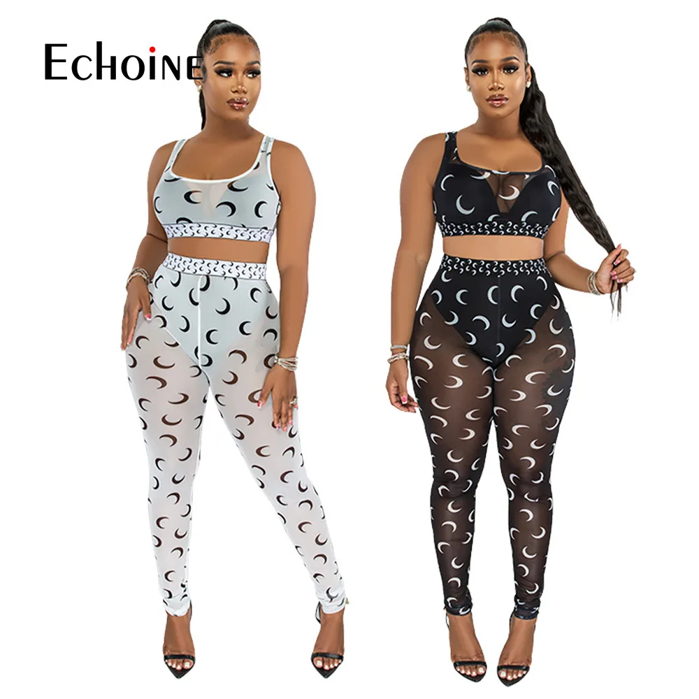 Echoine Women Moon Print Sheer Mesh Two Piece Set Sexy Club Suit Tank Crop Top Leggings Pants See Through Tracksuit Outfits
Echoine Women Moon Print Sheer Mesh Two Piece Set Sexy Club Suit Tank Crop Top Leggings Pants See Through Tracksuit Outfits