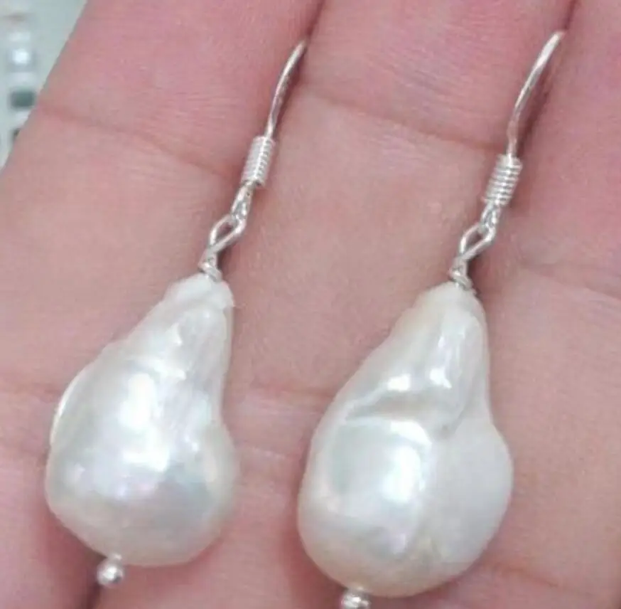 Fine jewelry 12x18mm Genuine Natural WHITE BAROQUE KESHI PEARL 925 Sterling Silver Earrings
Fine jewelry 12x18mm Genuine Natural WHITE BAROQUE KESHI PEARL 925 Sterling Silver Earrings