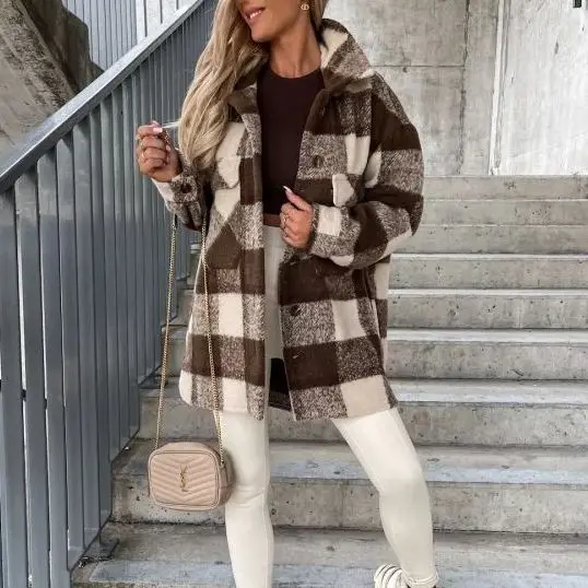 2022 Autumn Wool Blend Women's Coat Plaid Trench Midi Jacket Pocket Fashion Coats Female Autumn Elegant Ladies Outerwear Clothes
2022 Autumn Wool Blend Women's Coat Plaid Trench Midi Jacket Pocket Fashion Coats Female Autumn Elegant Ladies Outerwear Clothes