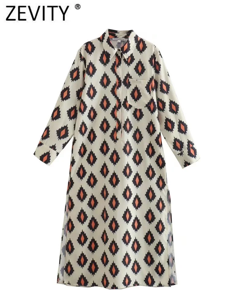 Zevity Women Vintage Geometric Print Split Shirt Dress Office Ladies Chic Pocket Patch Button Casual Kimono Vestidos Mujer DS694
Zevity Women Vintage Geometric Print Split Shirt Dress Office Ladies Chic Pocket Patch Button Casual Kimono Vestidos Mujer DS694