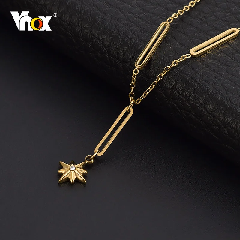 Vnox Eight-pointed Star Necklace, Stainless Steel Rectangle Paperclip Chain, Women Y Necklace
Vnox Eight-pointed Star Necklace, Stainless Steel Rectangle Paperclip Chain, Women Y Necklace