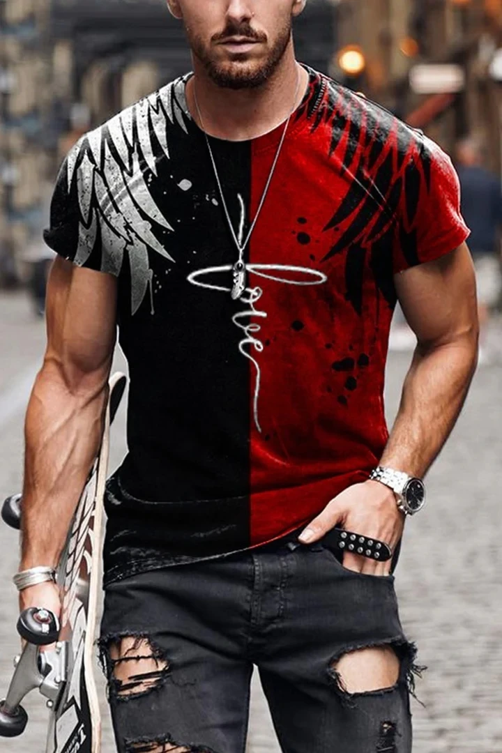 2023 Summer Men's Printed Casual Crew Neck Short Sleeve T-Shirt Red And Black Cross 3D Printed T Shirt
2023 Summer Men's Printed Casual Crew Neck Short Sleeve T-Shirt Red And Black Cross 3D Printed T Shirt