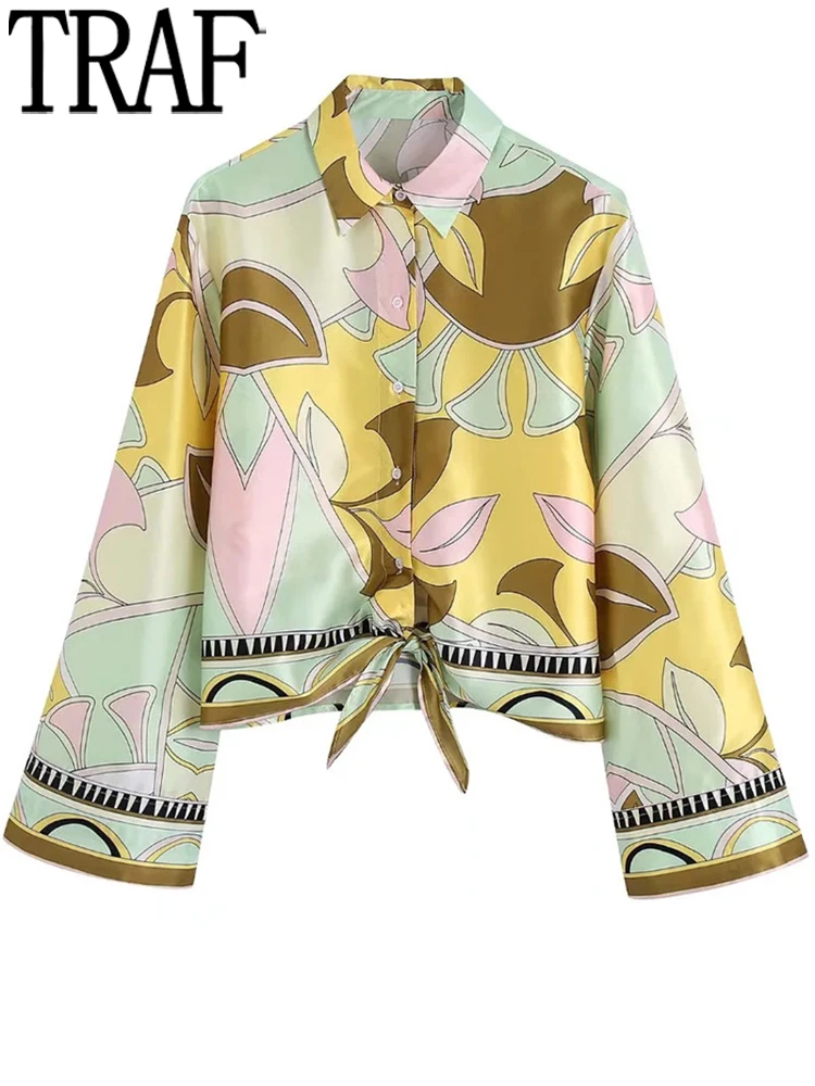 TRAF 2022 Cropped Women Shirt Bow Printed Button Up Shirt Woman Tied Beach Outing Long Sleeve Blouse Collared Streetwear Top
TRAF 2022 Cropped Women Shirt Bow Printed Button Up Shirt Woman Tied Beach Outing Long Sleeve Blouse Collared Streetwear Top