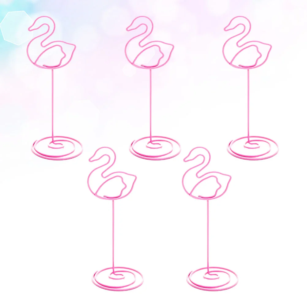 

5 Pcs Flamingo Shaped Photo Clips Metal Table Number Holders Desktop Name Holders Menu Memo Clips for Wedding Banquet Party
