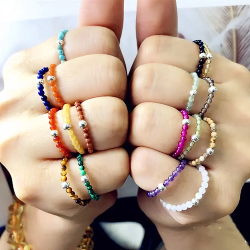 Wholesale Bohemian Handmade 2mm Natural Stone Beads Rings for Women with Stainless Steel Bead Stretch Rope Wedding Adjustable
Wholesale Bohemian Handmade 2mm Natural Stone Beads Rings for Women with Stainless Steel Bead Stretch Rope Wedding Adjustable