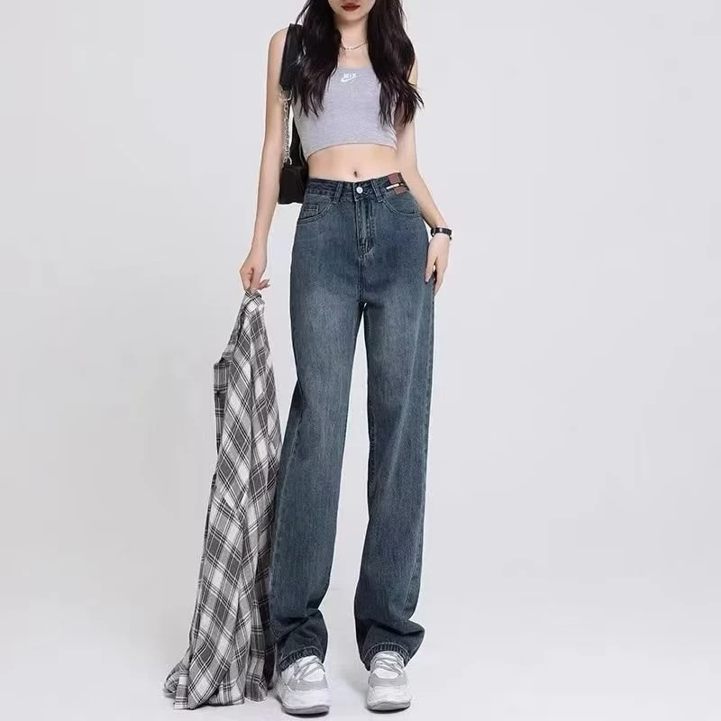 

Джинсы Y2K женские в Корейском стиле, модные рваные джинсовые брюки с завышенной талией в японском стиле, винтажные мешковатые Широкие штаны в готическом стиле