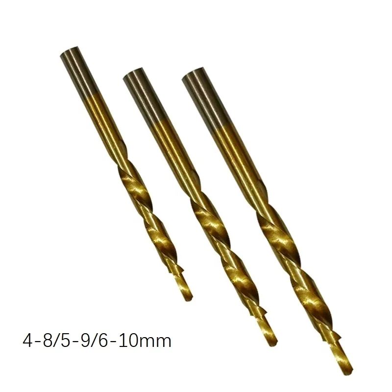 3pcs Titanium Coating Twist Step Drill Bit Set For Woodworking Pocket Hole Jig 8-4/9-5/10-6mm Drilling Cutter Power Tool
3pcs Titanium Coating Twist Step Drill Bit Set For Woodworking Pocket Hole Jig 8-4/9-5/10-6mm Drilling Cutter Power Tool