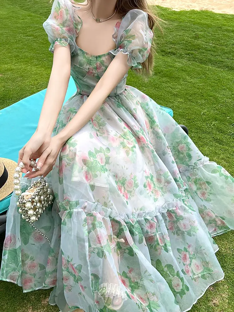 French Vintage Floral Midi Dress Women Organza Elegant Casual Party Fairy Dress Casual Holiday Princess Dress Women Spring 2023
French Vintage Floral Midi Dress Women Organza Elegant Casual Party Fairy Dress Casual Holiday Princess Dress Women Spring 2023