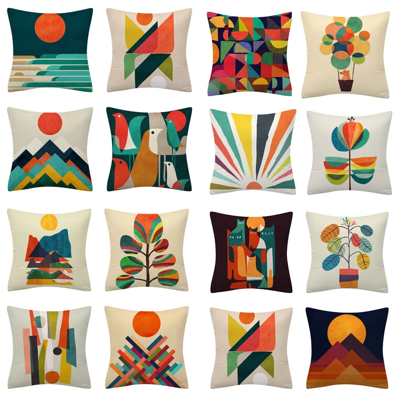 

45*45cm Color Geometry Patten Cushion Cover Elife Polyester Cotton Decoration Chair Sofa Pillowcase Home Decor Throw Pillow Case