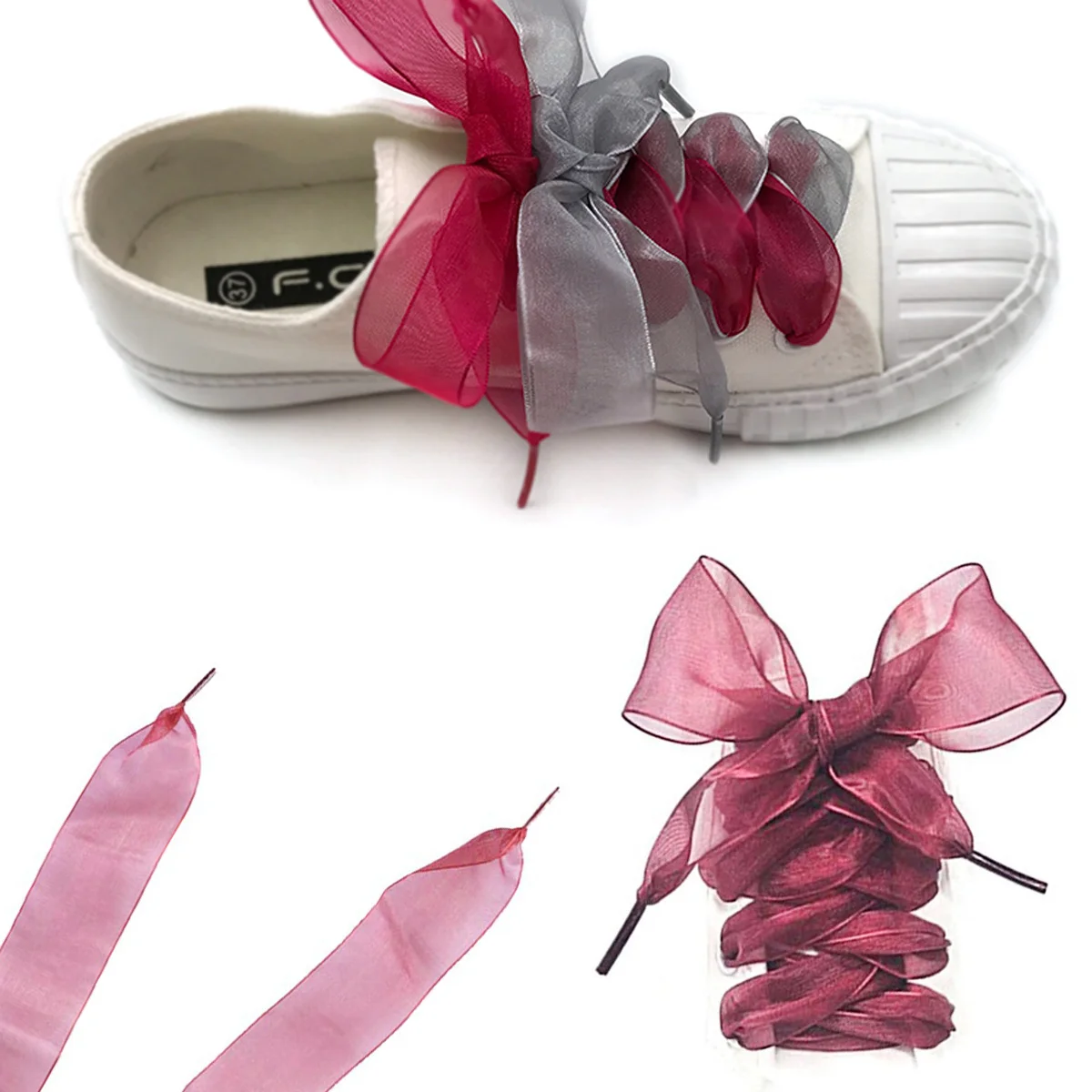 Ribbon Shoelaces for Flat Organza Wide Shoe for Sneakers Trainers 125x4CM ( Red )
Ribbon Shoelaces for Flat Organza Wide Shoe for Sneakers Trainers 125x4CM ( Red )