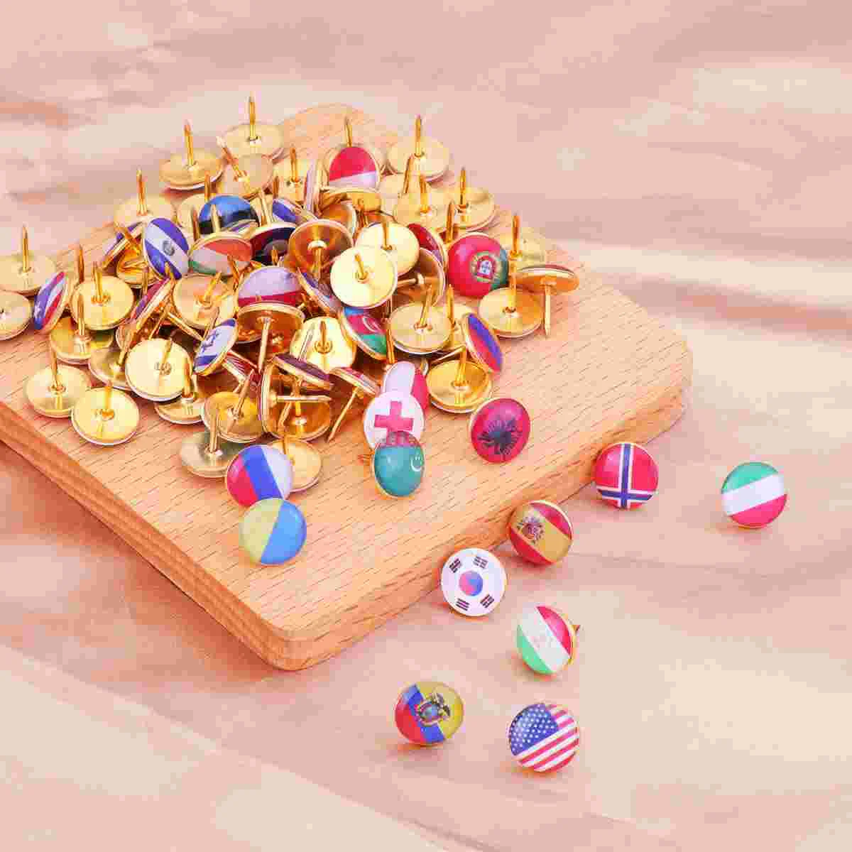 100Pcs Push Pin National Flag Thumbtacks Small Round Thumb Tacks World Flag Stationery Supplies for Home Office School 
100Pcs Push Pin National Flag Thumbtacks Small Round Thumb Tacks World Flag Stationery Supplies for Home Office School