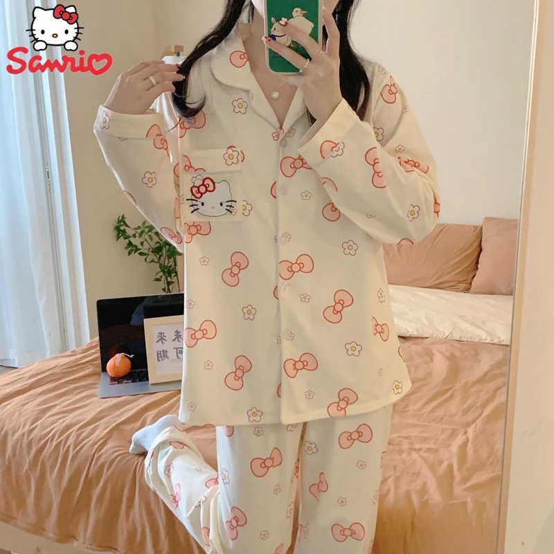 Sanrio Kawaii Hello Kitty Women's Long Sleeve Pajamas Spring and Autumn Lovely Soft Girls Home Clothes Suits Birthday Xmas Gift
Sanrio Kawaii Hello Kitty Women's Long Sleeve Pajamas Spring and Autumn Lovely Soft Girls Home Clothes Suits Birthday Xmas Gift