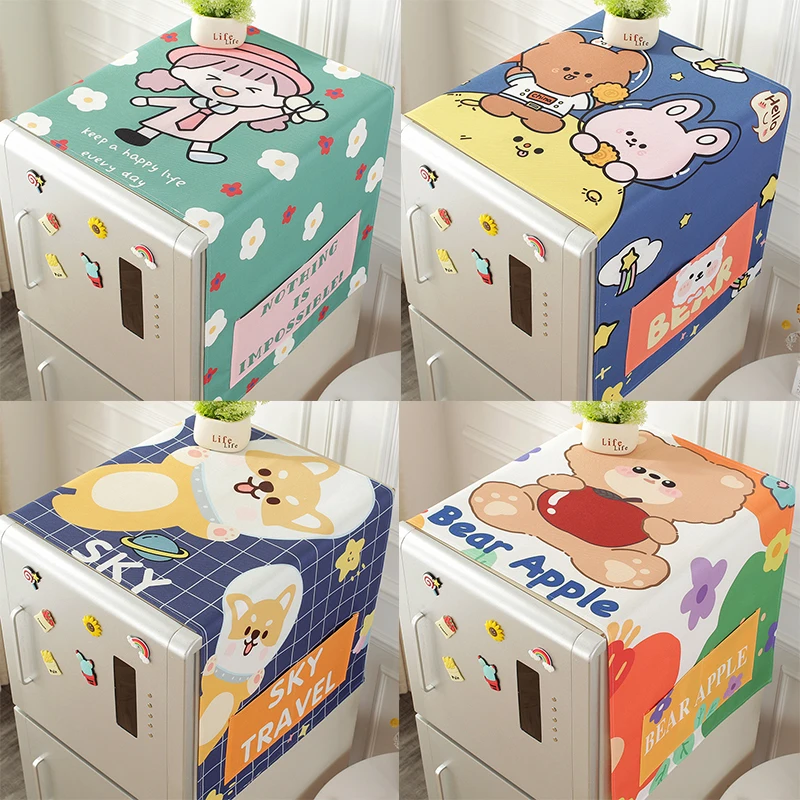

Waterproof Microwave Oven Covers Grease Proofing Storage Bag Double Pocket Dust Cover Cute Refrigerator Hood Kitchen Accessories