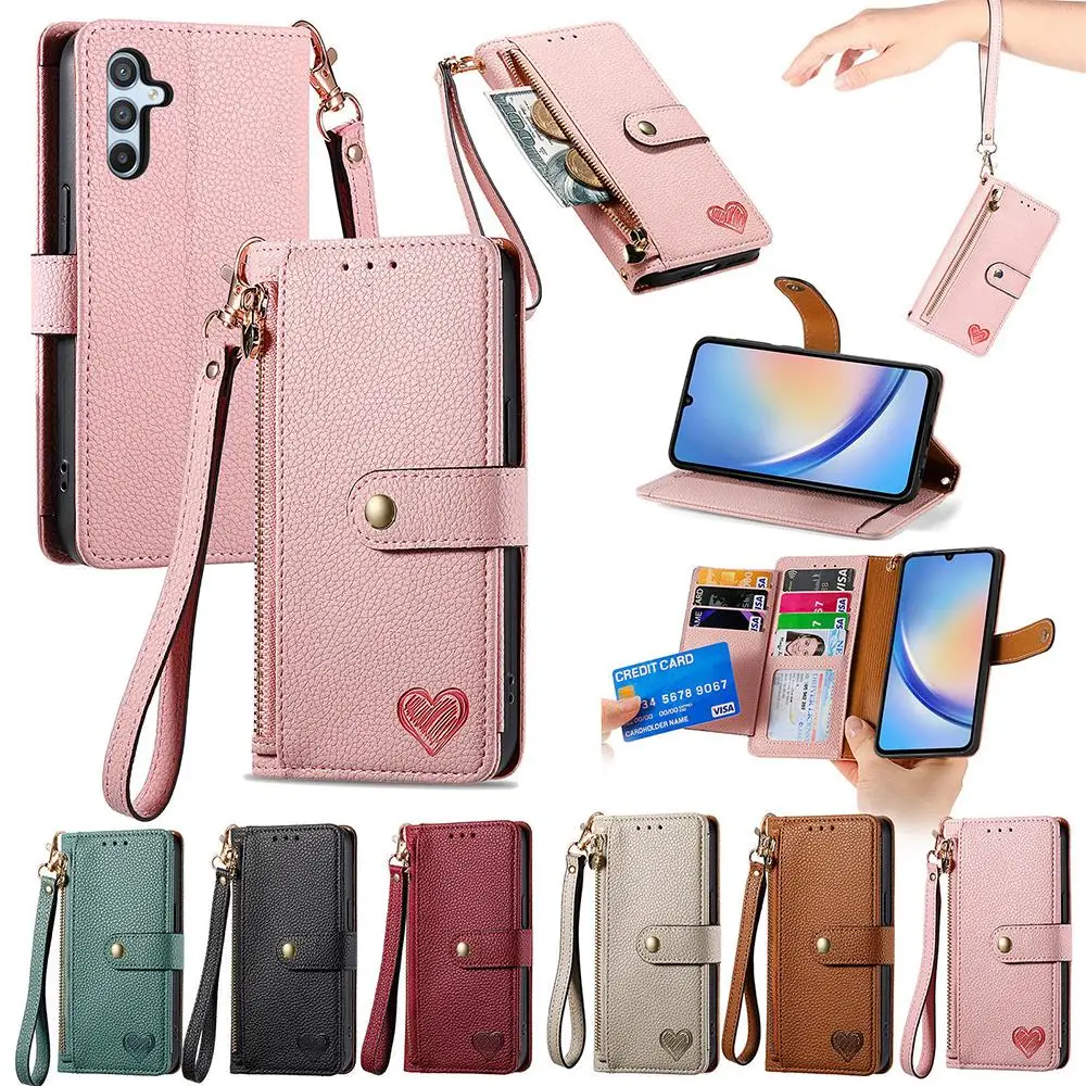 

Wallet Anti-theft Leather Case For Samsung Galaxy S23 FE S22 S21 S20 Plus Note 20 Ultra A02 A02S A03 A03S Zipper Wallet Cover