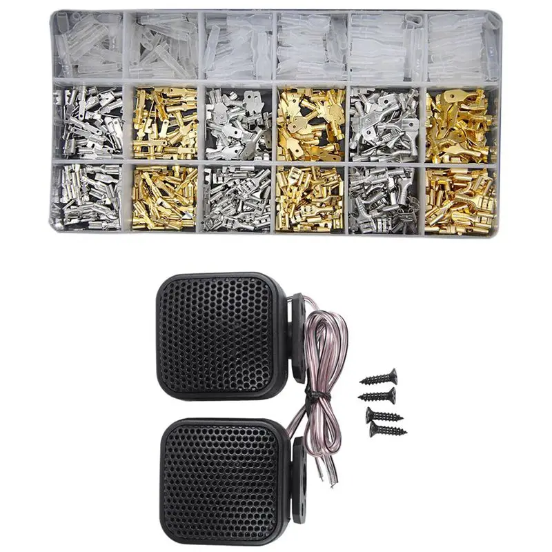 2 Pcs Auto Car Audio System Loud Speaker Dome Tweeters 4Cm Dia 500W With 540Pcs 2.8/4.8/6.3Mm Wire Connectors Kit
2 Pcs Auto Car Audio System Loud Speaker Dome Tweeters 4Cm Dia 500W With 540Pcs 2.8/4.8/6.3Mm Wire Connectors Kit